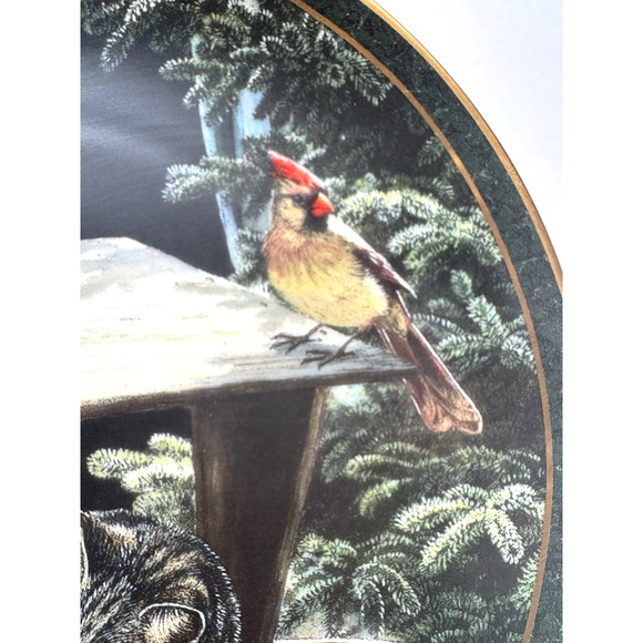 Vintage Bradford Exchange Cat Nap 1st issue-Nosy Neighbors 129H Cardinals w-Cat - Picture 5 of 7